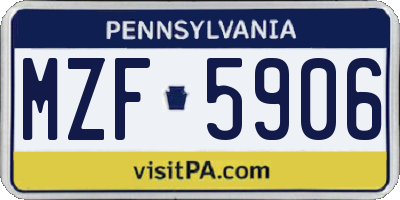 PA license plate MZF5906