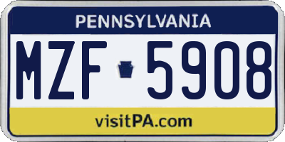 PA license plate MZF5908