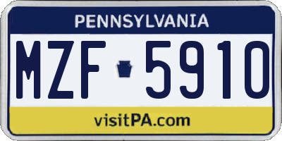 PA license plate MZF5910