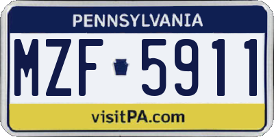 PA license plate MZF5911