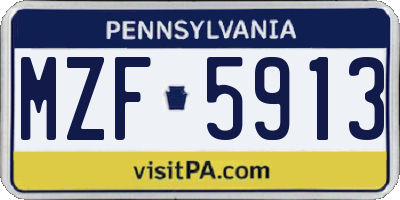 PA license plate MZF5913