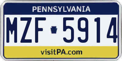PA license plate MZF5914