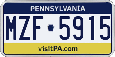 PA license plate MZF5915