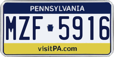 PA license plate MZF5916