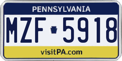 PA license plate MZF5918