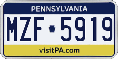 PA license plate MZF5919