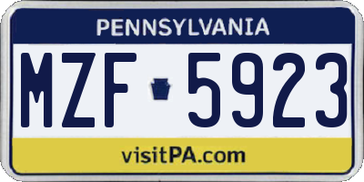 PA license plate MZF5923