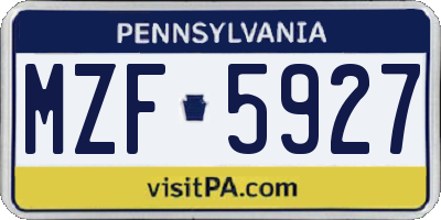 PA license plate MZF5927