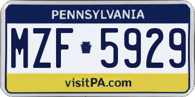 PA license plate MZF5929