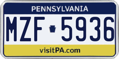 PA license plate MZF5936
