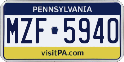 PA license plate MZF5940
