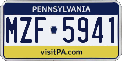 PA license plate MZF5941