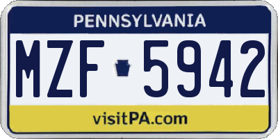 PA license plate MZF5942
