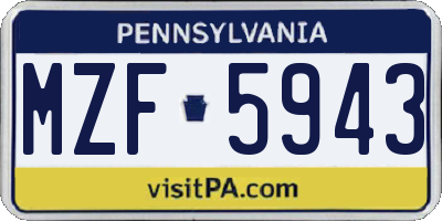 PA license plate MZF5943