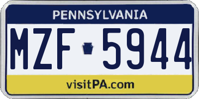 PA license plate MZF5944