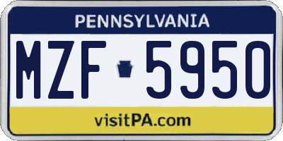 PA license plate MZF5950