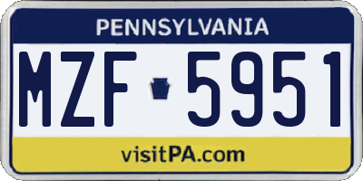 PA license plate MZF5951