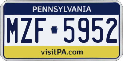 PA license plate MZF5952
