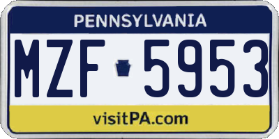 PA license plate MZF5953