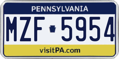 PA license plate MZF5954