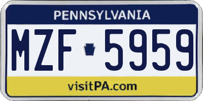PA license plate MZF5959