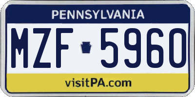 PA license plate MZF5960