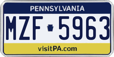 PA license plate MZF5963