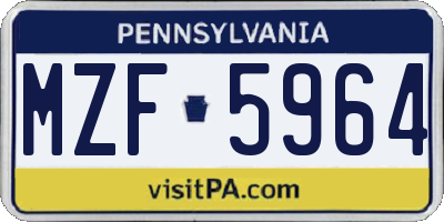 PA license plate MZF5964