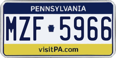 PA license plate MZF5966