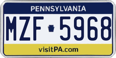 PA license plate MZF5968