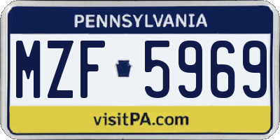 PA license plate MZF5969