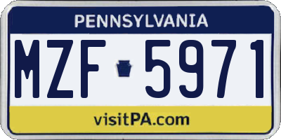 PA license plate MZF5971