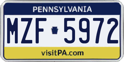 PA license plate MZF5972