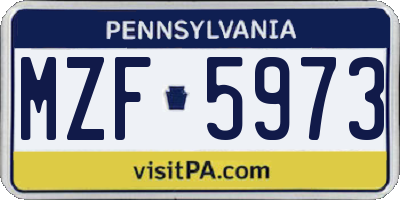 PA license plate MZF5973