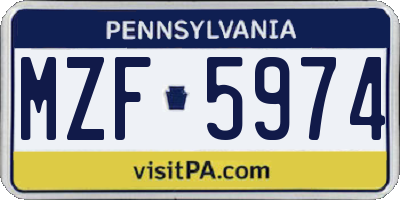 PA license plate MZF5974