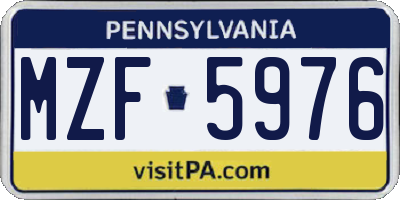 PA license plate MZF5976