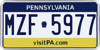 PA license plate MZF5977