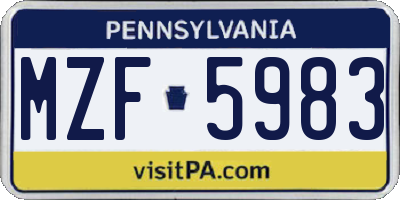PA license plate MZF5983