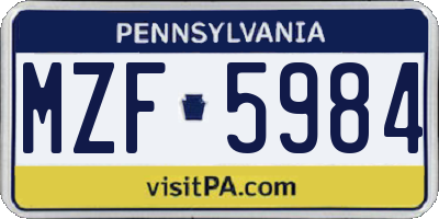 PA license plate MZF5984