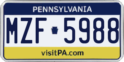 PA license plate MZF5988