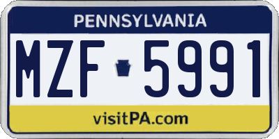 PA license plate MZF5991