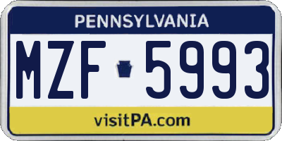 PA license plate MZF5993