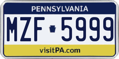 PA license plate MZF5999