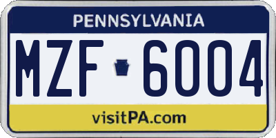 PA license plate MZF6004