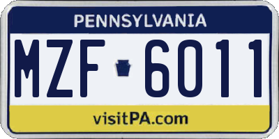 PA license plate MZF6011