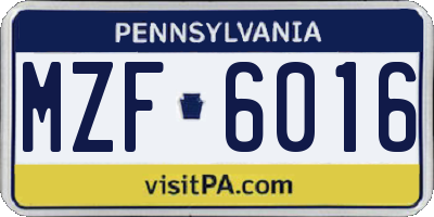 PA license plate MZF6016