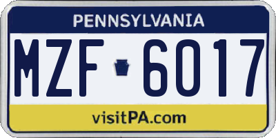 PA license plate MZF6017