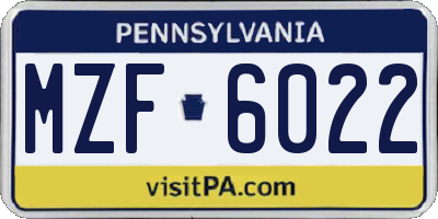PA license plate MZF6022