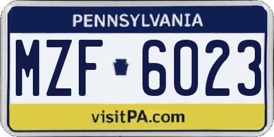 PA license plate MZF6023