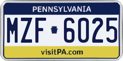 PA license plate MZF6025